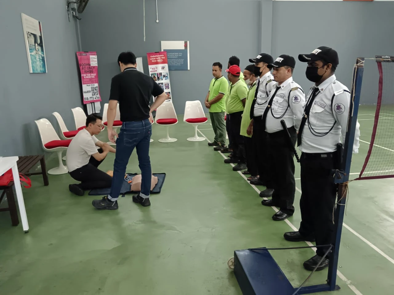 Security guards attending an emergency response training session